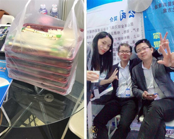 這是參展的鄧氏家人的午餐，順便還有家人出來賣萌!